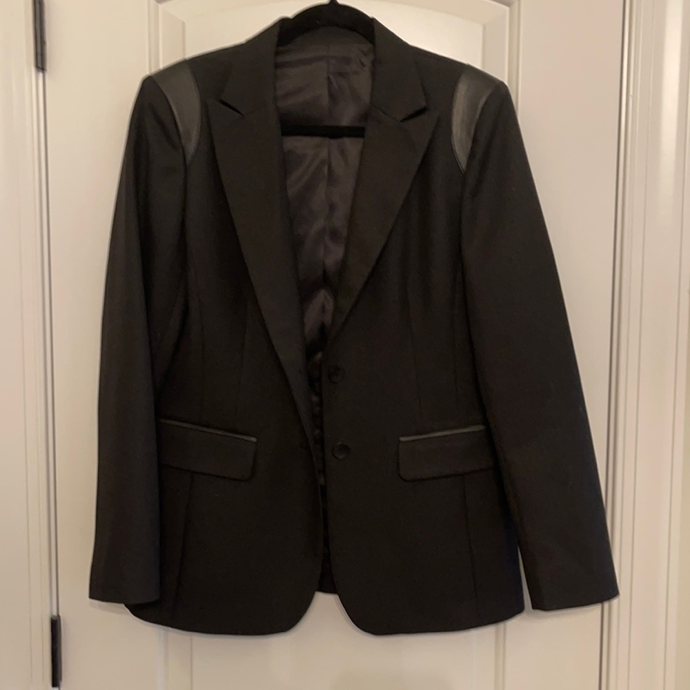 Black blazer with leather accents